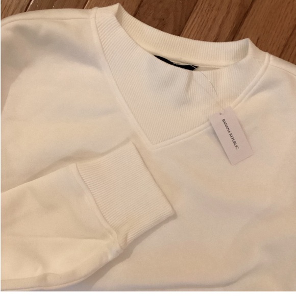 NWT BANANA REPUBLIC FLEECE - DOLMAN DROP SHOULDER W RIB NECK DETAIL MID WEIGHT - Picture 7 of 16